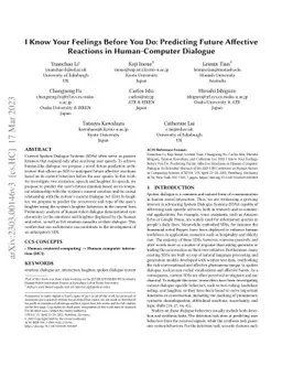 I Know Your Feelings Before You Do: Predicting Future Affective
  Reactions in Human-Computer Dialogue