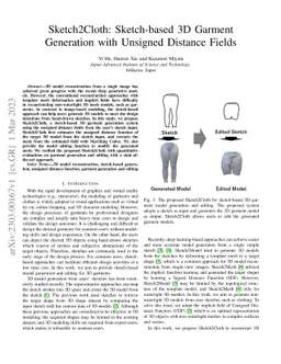 Sketch2Cloth: Sketch-based 3D Garment Generation with Unsigned Distance
  Fields