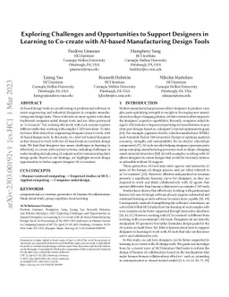 Exploring Challenges and Opportunities to Support Designers in Learning
  to Co-create with AI-based Manufacturing Design Tools