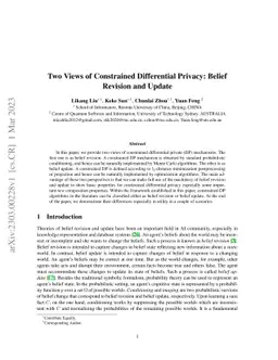 Two Views of Constrained Differential Privacy: Belief Revision and
  Update