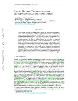 Hidden Markov Transformer for Simultaneous Machine Translation