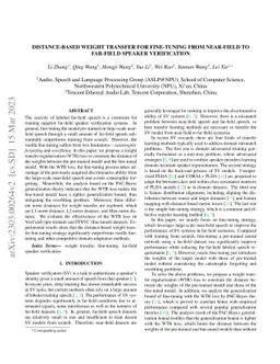 Distance-based Weight Transfer from Near-field to Far-field Speaker
  Verification