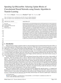Speeding Up EfficientNet: Selecting Update Blocks of Convolutional
  Neural Networks using Genetic Algorithm in Transfer Learning