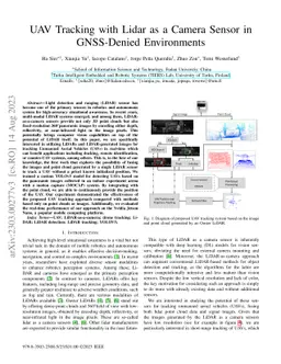UAV Tracking with Lidar as a Camera Sensors in GNSS-Denied Environments