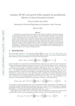 Auxiliary MCMC and particle Gibbs samplers for parallelisable inference in latent dynamical systems