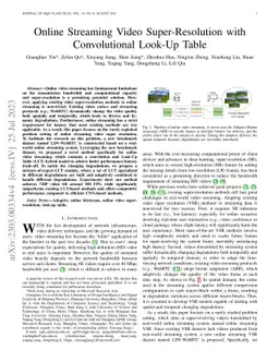 Online Streaming Video Super-Resolution with Convolutional Look-Up Table