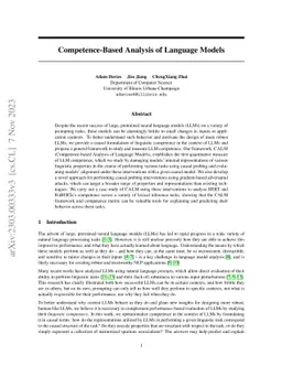 Competence-Based Analysis of Language Models