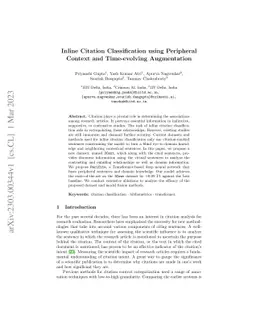 Inline Citation Classification using Peripheral Context and
  Time-evolving Augmentation