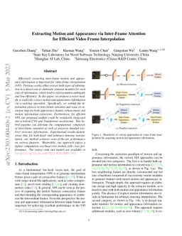Extracting Motion and Appearance via Inter-Frame Attention for Efficient
  Video Frame Interpolation