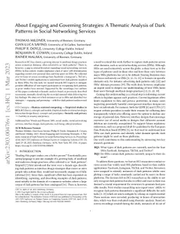 About Engaging and Governing Strategies: A Thematic Analysis of Dark
  Patterns in Social Networking Services