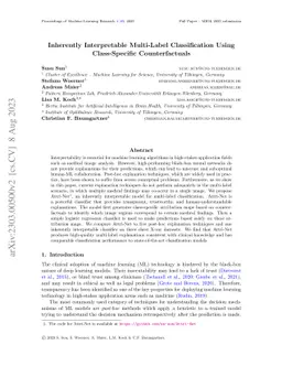 Inherently Interpretable Multi-Label Classification Using Class-Specific
  Counterfactuals