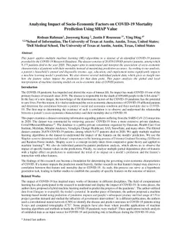 Analyzing Impact of Socio-Economic Factors on COVID-19 Mortality
  Prediction Using SHAP Value