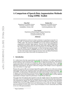 A Comparison of Speech Data Augmentation Methods Using S3PRL Toolkit