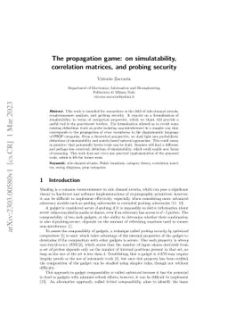 The propagation game: on simulatability, correlation matrices, and
  probing security
