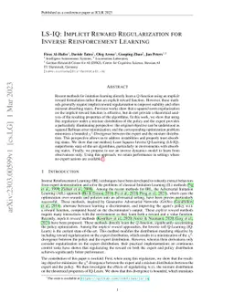 LS-IQ: Implicit Reward Regularization for Inverse Reinforcement Learning