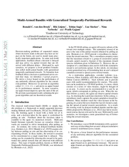 Multi-Armed Bandits with Generalized Temporally-Partitioned Rewards