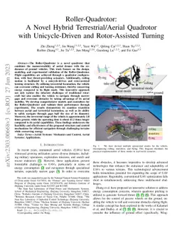 Roller-Quadrotor: A Novel Hybrid Terrestrial/Aerial Quadrotor with
  Unicycle-Driven and Rotor-Assisted Turning