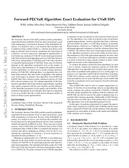Forward-PECVaR Algorithm: Exact Evaluation for CVaR SSPs