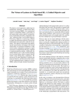 The Virtues of Laziness in Model-based RL: A Unified Objective and
  Algorithms