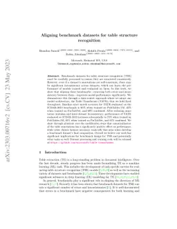Aligning benchmark datasets for table structure recognition