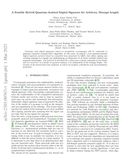 A Feasible Hybrid Quantum-Assisted Digital Signature for Arbitrary
  Message Length
