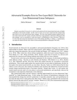 Adversarial Examples Exist in Two-Layer ReLU Networks for Low
  Dimensional Linear Subspaces