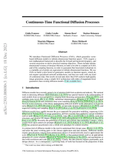 Continuous-Time Functional Diffusion Processes