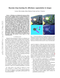 Bayesian Deep Learning for Affordance Segmentation in images