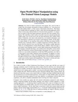 Open-World Object Manipulation using Pre-trained Vision-Language Models