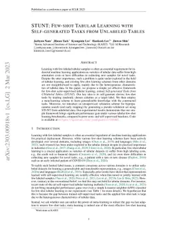 STUNT: Few-shot Tabular Learning with Self-generated Tasks from
  Unlabeled Tables