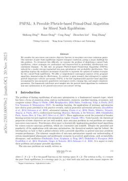 PAPAL: A Provable PArticle-based Primal-Dual ALgorithm for Mixed Nash
  Equilibrium