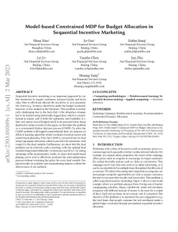 Model-based Constrained MDP for Budget Allocation in Sequential
  Incentive Marketing