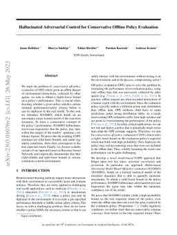 Hallucinated Adversarial Control for Conservative Offline Policy
  Evaluation