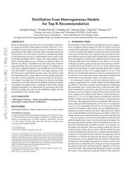 Distillation from Heterogeneous Models for Top-K Recommendation
