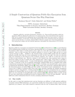 A Simple Construction of Quantum Public-Key Encryption from
  Quantum-Secure One-Way Functions