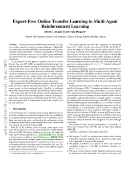Expert-Free Online Transfer Learning in Multi-Agent Reinforcement
  Learning