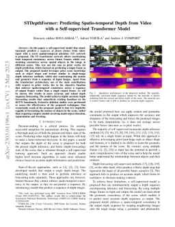 STDepthFormer: Predicting Spatio-temporal Depth from Video with a
  Self-supervised Transformer Model