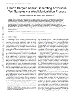 Frauds Bargain Attack: Generating Adversarial Text Samples via Word
  Manipulation Process