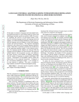 Language-Universal Adapter Learning with Knowledge Distillation for
  End-to-End Multilingual Speech Recognition