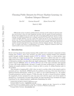 Choosing Public Datasets for Private Machine Learning via Gradient Subspace Distance