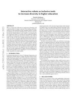 Interactive robots as inclusive tools to increase diversity in higher
  education