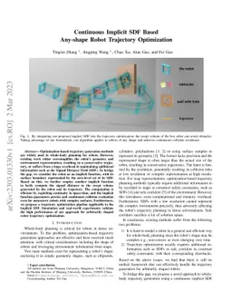 Continuous Implicit SDF Based Any-shape Robot Trajectory Optimization