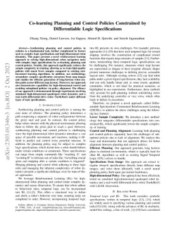 Co-learning Planning and Control Policies Constrained by Differentiable
  Logic Specifications