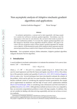 Non asymptotic analysis of Adaptive stochastic gradient algorithms and
  applications