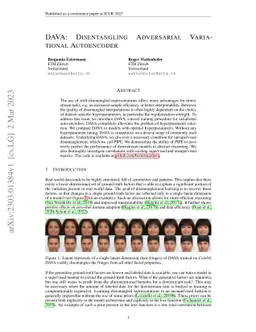DAVA: Disentangling Adversarial Variational Autoencoder
