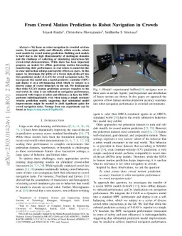 From Crowd Motion Prediction to Robot Navigation in Crowds