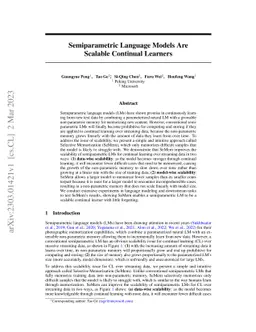 Semiparametric Language Models Are Scalable Continual Learners