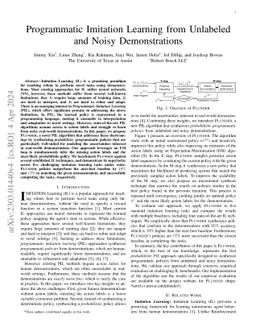 Programmatic Imitation Learning from Unlabeled and Noisy Demonstrations