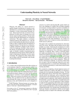 Understanding plasticity in neural networks