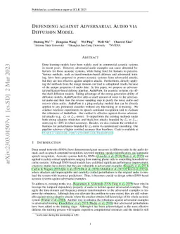 Defending against Adversarial Audio via Diffusion Model